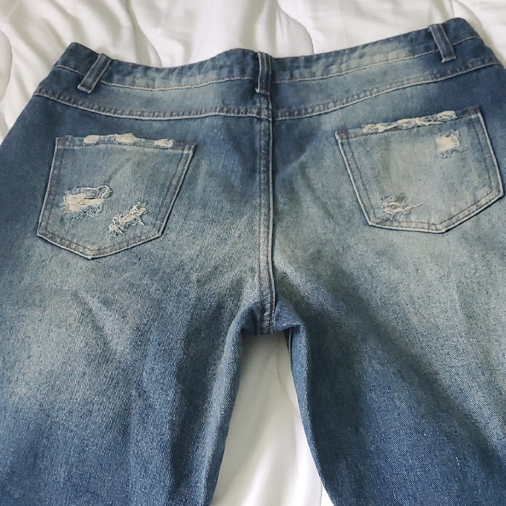 Blue Distressed Jeans with Christmas Lights Design - Picture 6 of 9